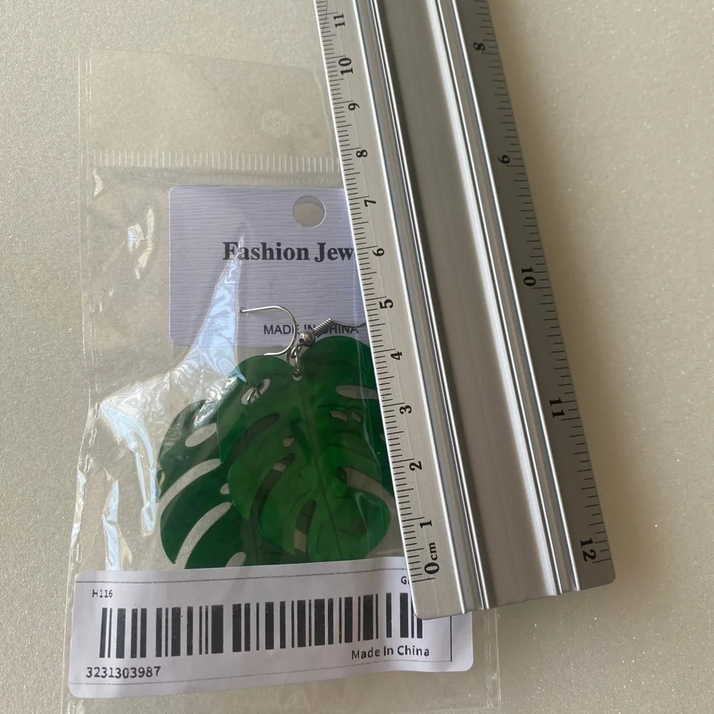 Acrylic Large Leaf Earrings‎ Faux Fashion Jewelry